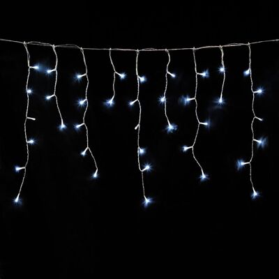 Weihnachtslichter-Girlandenvorhang, 3 x 0, Meter, 128 kaltweiße LEDs. Weihnachtsbeleuchtung für den Innen- und Außenbereich Ip44. Transparentes Kabel.