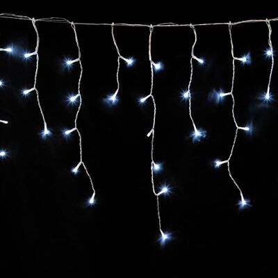 Weihnachtsvorhang-Lichtergirlande, 10 x 1 Meter, 345 kaltweiße LEDs. Weihnachtsbeleuchtung für den Innen- und Außenbereich Ip44. Transparentes Kabel