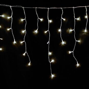 Guirlande Lumineuse Rideaux De Noël 10x1 Mètres 345 Leds Blanc Chaud. Lumière de Noël intérieure et extérieure Ip44. Câble transparent