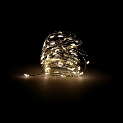 Guirlande de Lumières de Noël Microled 60 Leds Couleur Blanc Chaud.Lumière de Noël intérieure IP20 A Piles (3 AA non incluses)