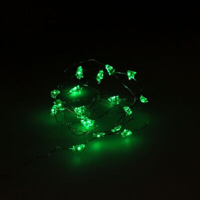 Christmas Tree Lights Garland 20 Leds Green Color. Indoor Christmas light IP20 A 3AA Batteries (Not Included)