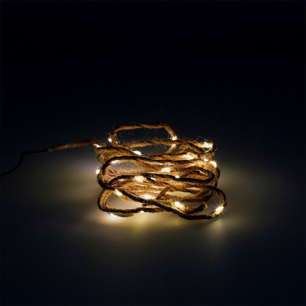 Guirlande de lumières de Noël LED en corde 30 microled, lumière de Noël d'intérieur blanc chaud IP20. 3 piles AA (non incluses)