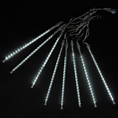 Guirlande Lumineuse de Noël Led Pluie 3 m.x 30 cm. 288 LED lumière blanche froide utilisation intérieure/extérieure câble transparent Ip44.