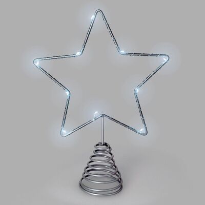 Luci di Natale Ornamento Ghirlanda Stella Albero di Natale Luce Bianco freddo.  10 LED.  Protezione IP20 per uso interno. 2 batterie AA