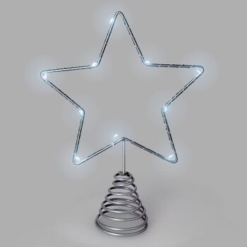 Guirlande de lumières de Noël, guirlande d'étoiles, lumière d'arbre de noël, blanc froid. 10 LED. Protection IP20 à usage interne. 2 piles AA