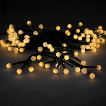 Guirlande de lumières de Noël sphère 120 LED lumière blanche chaude. Utilisation Extérieure/Intérieure Ip44