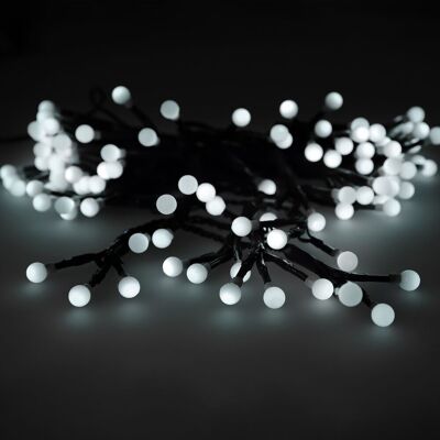 Christmas Lights Garland Sphere 120 Leds Cold White Light. Outdoor / Indoor Use Ip44