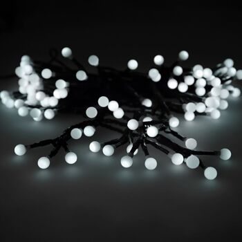 Guirlande de lumières de Noël sphère 120 LED lumière blanche froide. Utilisation Extérieure/Intérieure Ip44