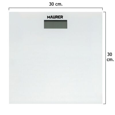 Bilancia digitale da bagno in cristallo bianco 30 x 30 cm.