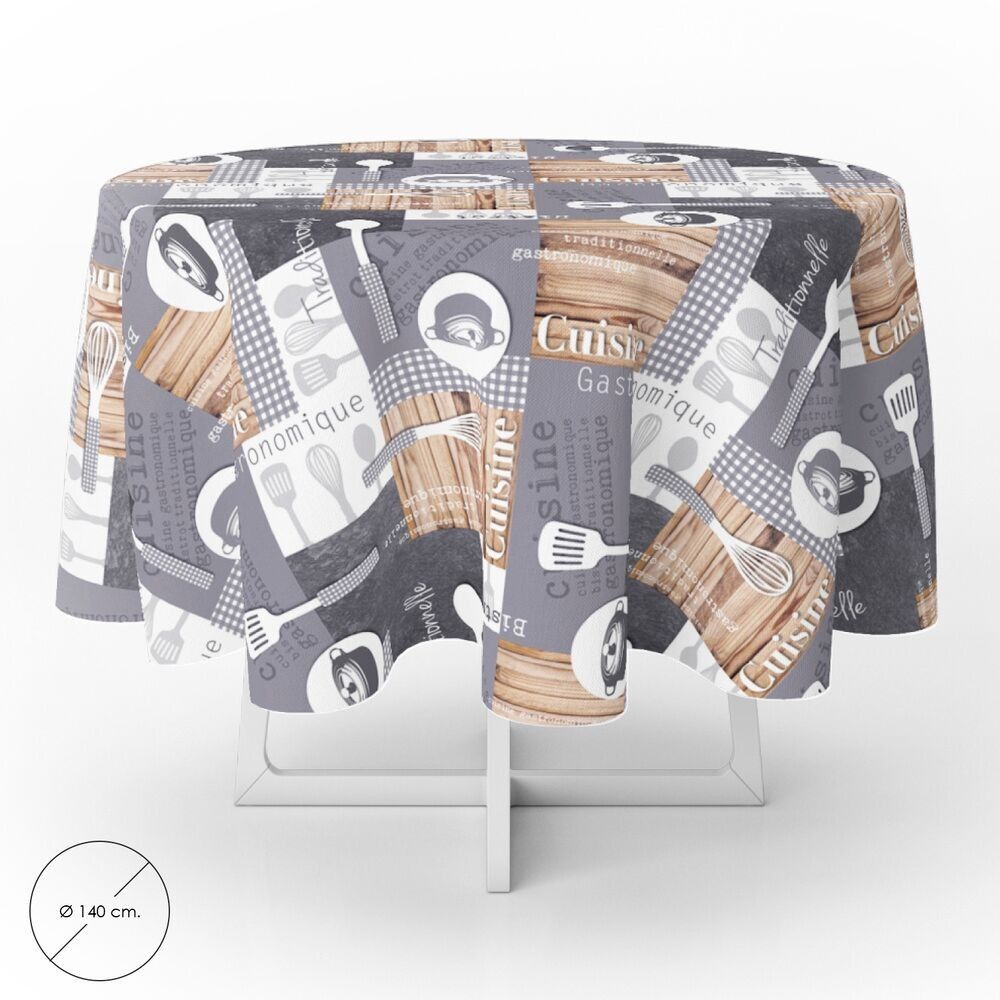 Tovaglia Rotonda in Tela Cerata Cuisin PVC Impermeabile Antimacchia "140 cm. Uso interno ed esterno