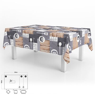 Cuisin Rectangular Oilcloth Tablecloth Waterproof Stain-Resistant PVC 140 x 250 cm.  Cuttable Indoor and Outdoor Use
