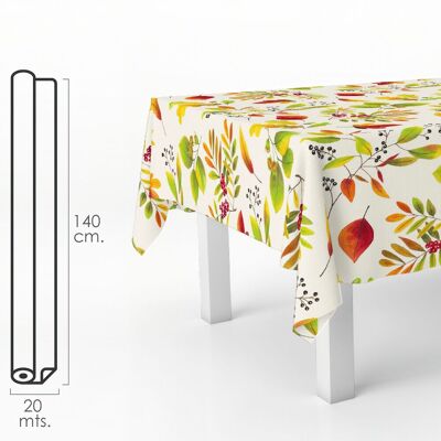 Autumn Leaves Rectangular Oilcloth Tablecloth.  Waterproof Stain-Resistant PVC 140 cm.  x 20 meters.  Cuttable Roll. Interior and Exterior