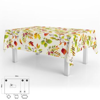 Nappe rectangulaire en toile cirée Feuilles d'Automne Imperméable Antitache PVC 140x250 cm.  Utilisation intérieure et extérieure découpable