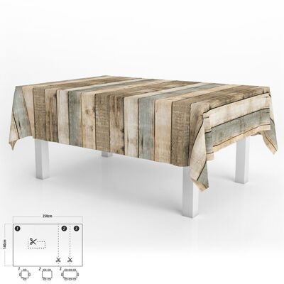 Rectangular Oilcloth Tablecloth Wood Planks Waterproof Stain-Resistant PVC 140 x 250 cm.  Cuttable Indoor and Outdoor Use