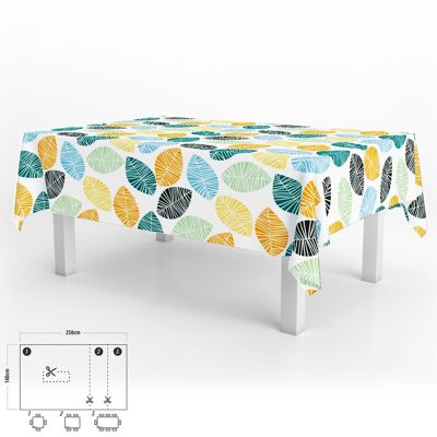 Rectangular Oilcloth Tablecloth Colored Leaves Waterproof Stain-Resistant PVC 140x250 cm.  Cuttable Indoor and Outdoor Use