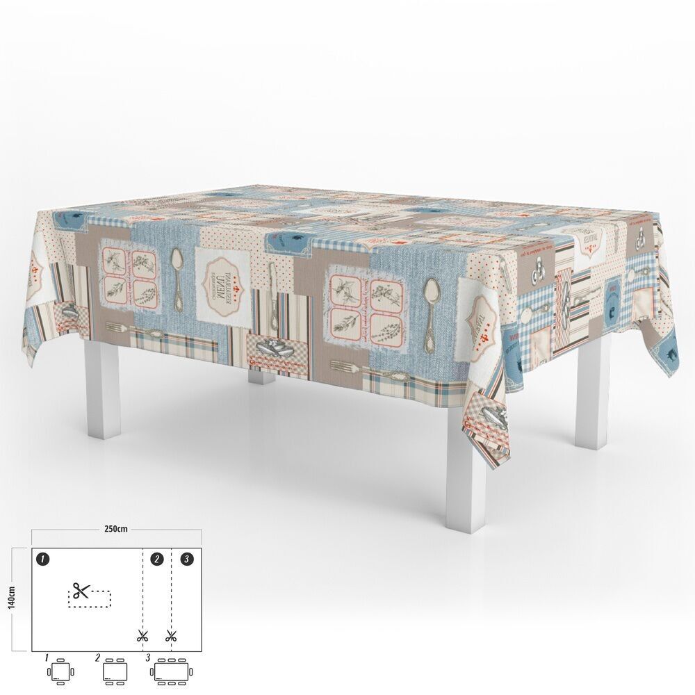 Tovaglia Tela Cerata Rettangolare Menu Ristorante PVC Impermeabile Antimacchia 140x250 cm.  Tagliabile per uso interno ed esterno