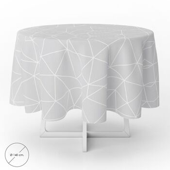 Nappe en toile cirée géométrique grise imperméable et antitache en PVC "140 cm. Utilisation intérieure et extérieure