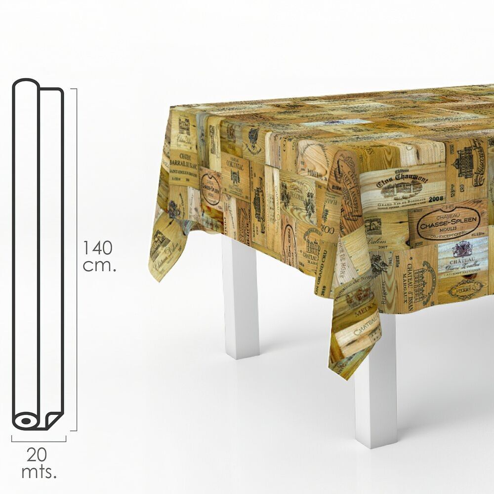 Tovaglia rettangolare in tela cerata Assi di vino.  PVC Antimacchia Impermeabile 140 cm.  x 20 metri.  Rotolo tagliabile. Interni ed Esterni