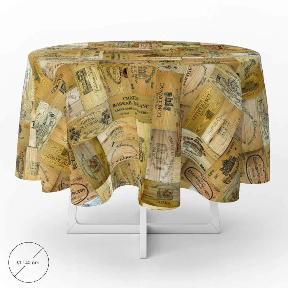 Tovaglia Rotonda in Tela Cerata Tavole di Vino PVC Impermeabile Antimacchia "140 cm. Uso interno ed esterno