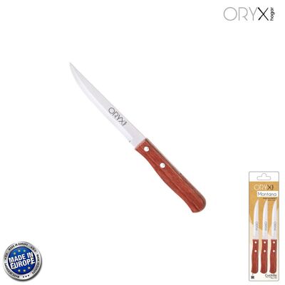 Montana Multipurpose Knife Smooth Blade Stainless Steel 11 cm. Wooden Handle (Blister 3 pieces)