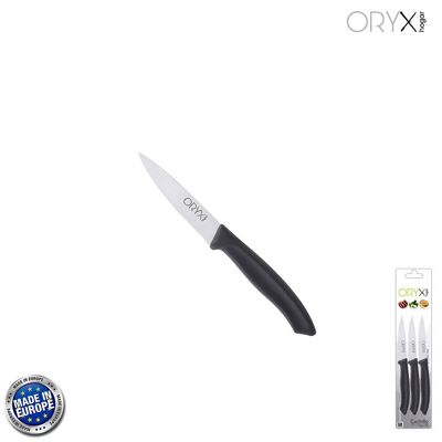 Couteau à éplucher Nuuk Lame en acier inoxydable de 9 cm. Noir (Blister 3 Pièces)