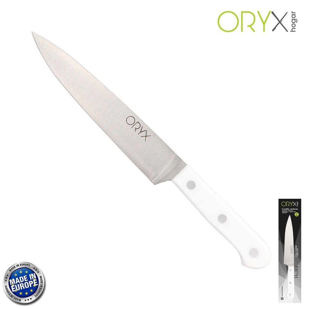 Husky Vegetable Knife 17 cm. Stainless Steel Blade, Vegetable Knife, Vegetable Cutting Knife White Ergonomic Handle