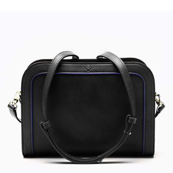 Le sac à bandoulière Wilton en noir et bleu cobalt 1