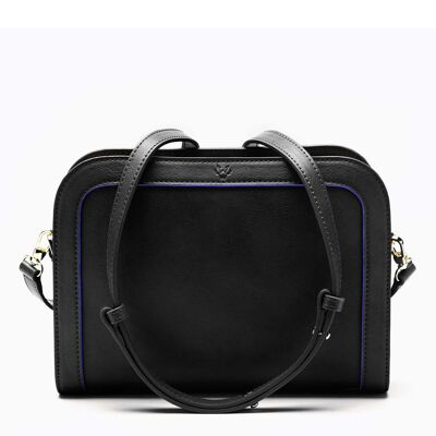 Le sac à bandoulière Wilton en noir et bleu cobalt