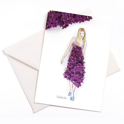 J'aime les lilas - Carte avec noyau de couleur et enveloppe | 008