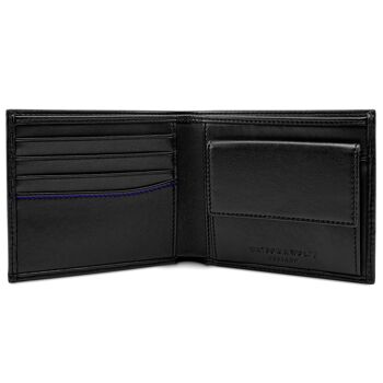 Portefeuille avec poche à monnaie en noir et bleu cobalt 3