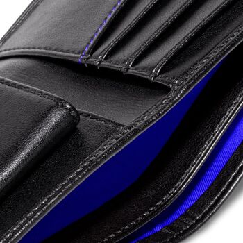 Portefeuille avec poche à monnaie en noir et bleu cobalt 4