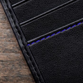 Portefeuille avec poche à monnaie en noir et bleu cobalt 5