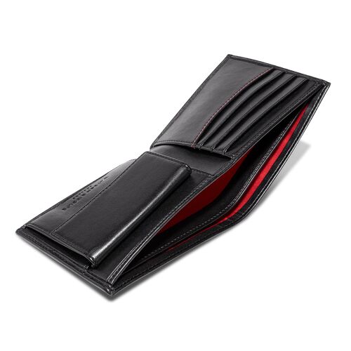 Wallet with Coin Pocket in Black & Red