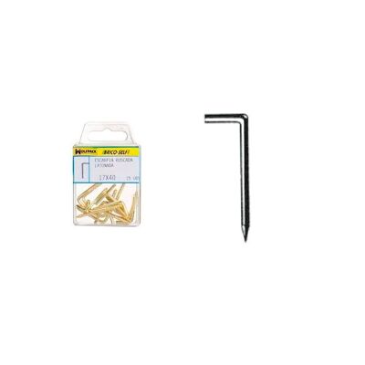 Zinc Plated Iron Tip Hooks 17x40 mm. Brico Self 15 units