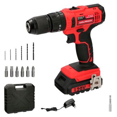 20 V Screwdriver Drill.  With 2 Speeds and Striker.  Battery 2 Ah.  Tightening torque 35 Nm.