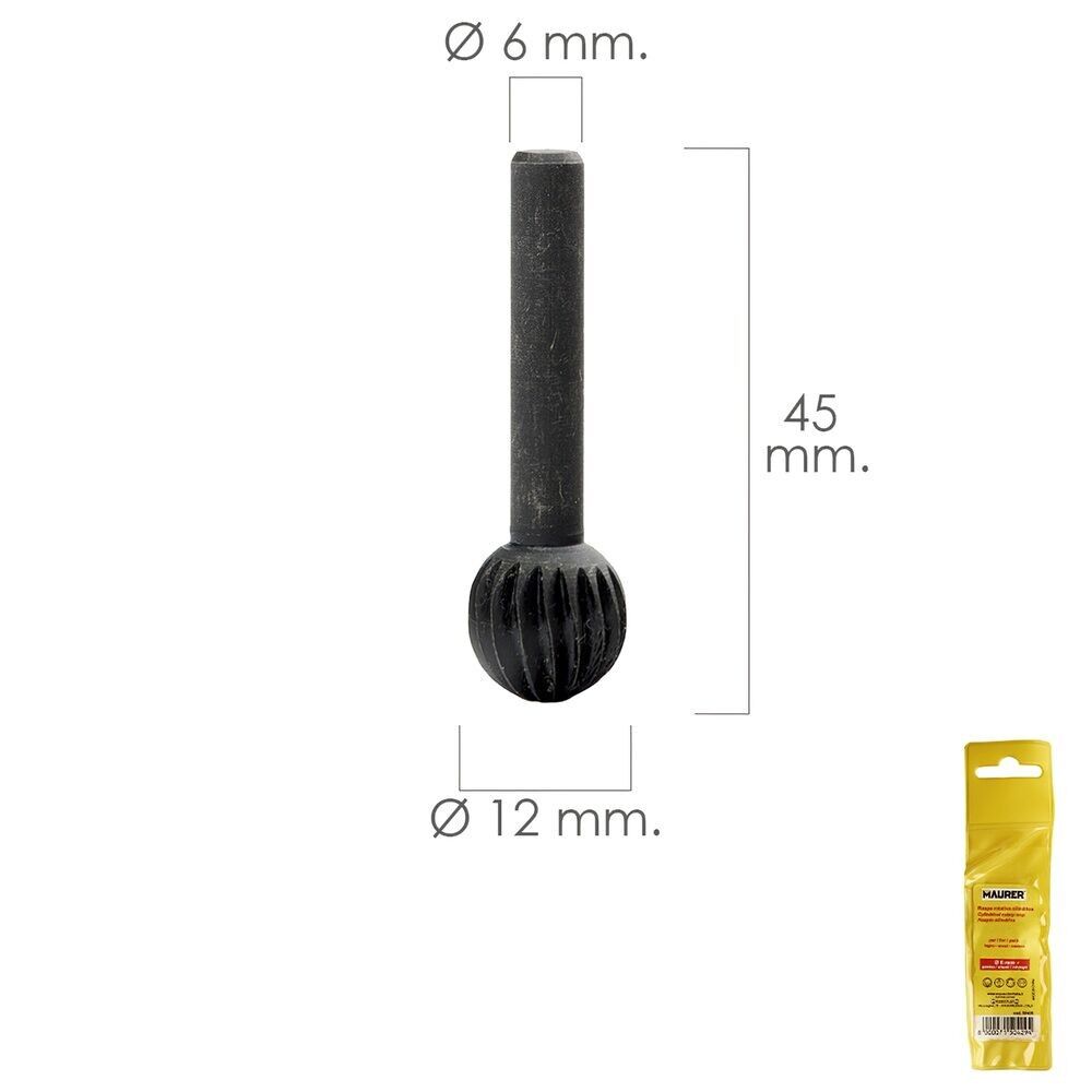 Fresa Rotativa per Metallo Sferica "12 mm. Per trapano/fresatrice