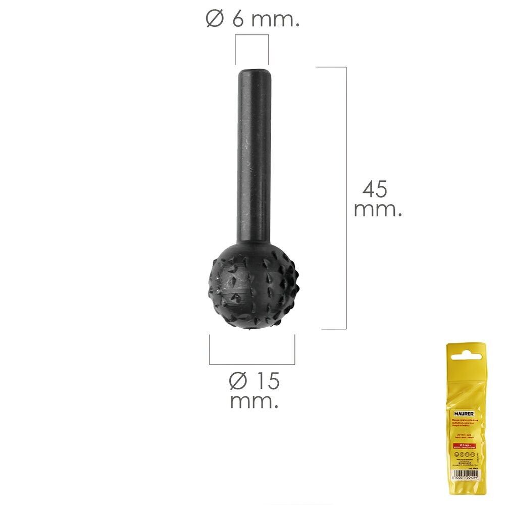 Fresa Rotativa Para Madera Esferica " 15 mm. Para Taladro / Fresadora