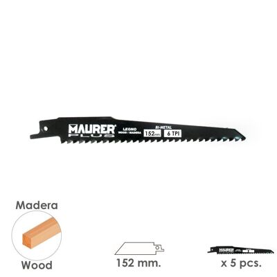 Wood Saber Saw Blade 152 mm. - 6 TPI Bosch Type (5 pieces)