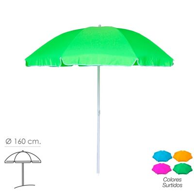 Polyester Beach Umbrella "160 cm. Tilting Assorted Colors