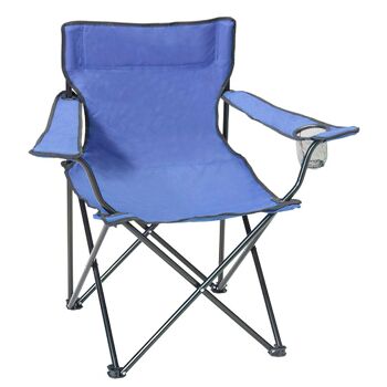 Chaise de plage en métal de pêcheur pliante bleue