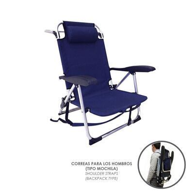 Backpack Type Beach Chair With Very Light Thermal Pocket Made Of High Quality Nylon And Aluminum