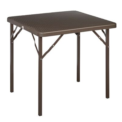 Table pliante carrée marron 78x78x72 cm.