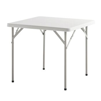 Table pliante carrée multifonctionnelle, portable, résistante, polyvalente 86x86x74 cm. Couleur blanche