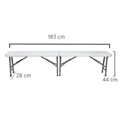 Multifunctional, Portable, Resistant, Multipurpose Folding Bench 183x28x44 cm. White color