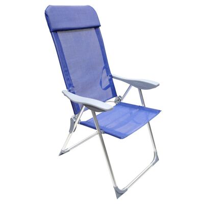Sedia da spiaggia con struttura in alluminio, reclinabile in 5 posizioni, sedia multiposizione, sedia con braccioli