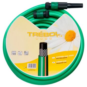 Tuyau Trèfle Tressé Vert 15 mm. - Rouleau 5/8" 15 mètres avec accessoires