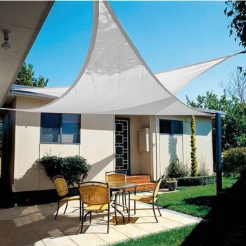 Auvent Voile d'ombrage Jardin Triangulaire 5x5x5 mètres Blanc