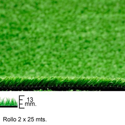 Erba artificiale 13 mm.  Rotolo 2 x 25 metri. Uso domestico