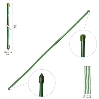 Tuteur en tige de bambou plastifié " 8 - 10 mm. x 120cm. (Forfait 10 unités)