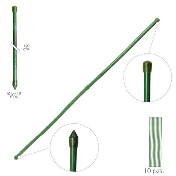 Tuteur en tige de bambou plastifié " 8 - 10 mm. x 120cm. (Forfait 10 unités)